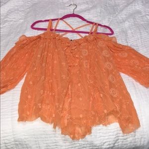 Anthropologie Orange Blouse